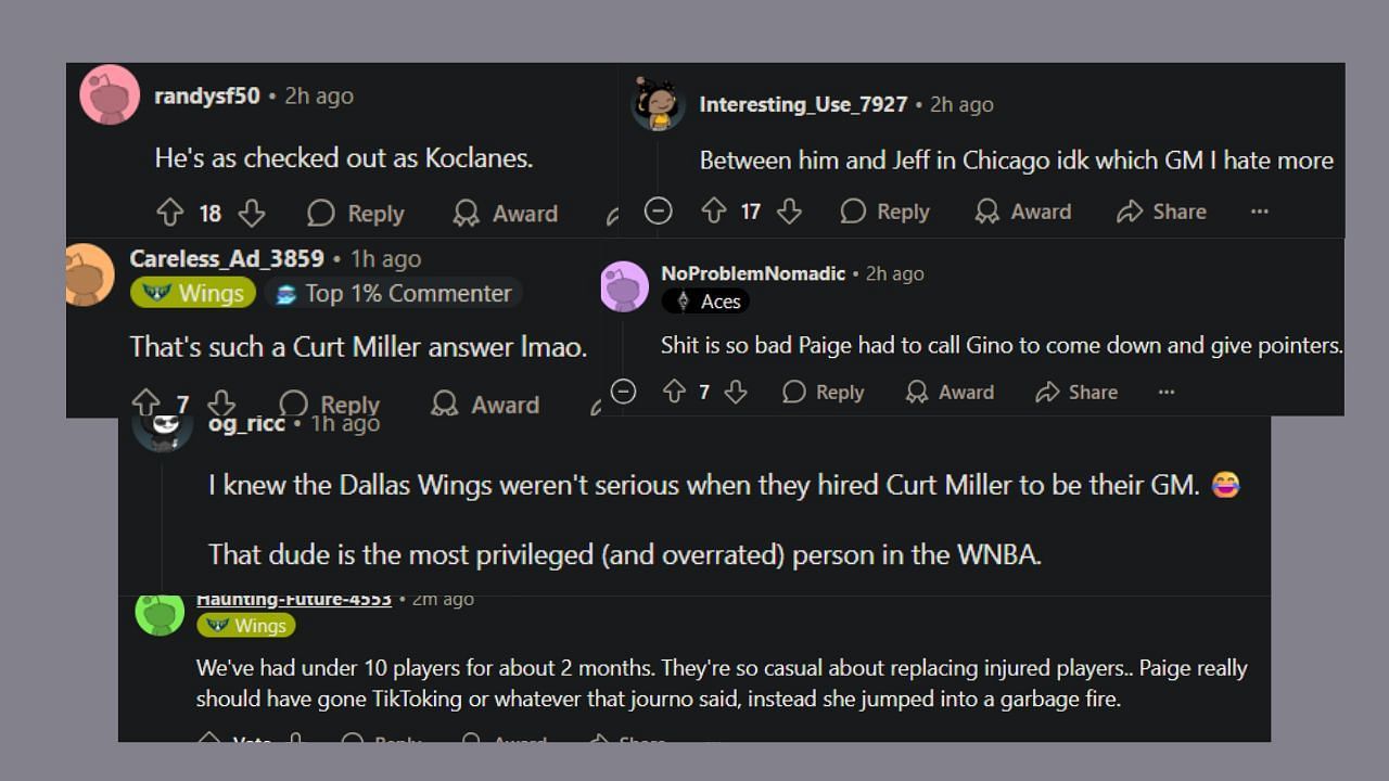 Fans comment on Curt Miller's snarky response to fan.